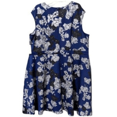 Alexia Admor Dress Fit & Flare Mini Cap Sleeve Blue Floral Size 3X
