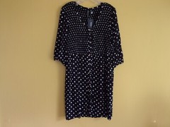 NWT Cassee&rsquo;s Plus 2X Rayon Black White DRESS Polka Dots Smocked NEW