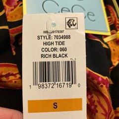 NWT CeCe Beachy Romance High Tide Wrap Short Sleeve Black Red Midi Dress Small