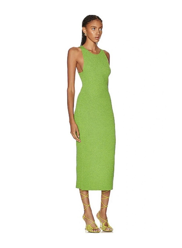 Helmut Lang Knit Ribbon Sleeveless Lime Green Midi Dress NWT