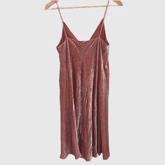 NWT Theory Sz 6 Velvet Dress Ballet Pink Crinkle Spaghetti Strap Silk Y2K Style