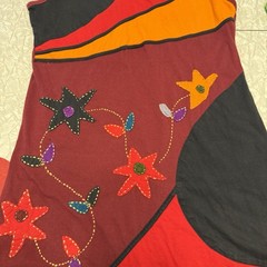 Rising International Boho Patchwork Dress S Small Embroidered Floral Nepal Mini
