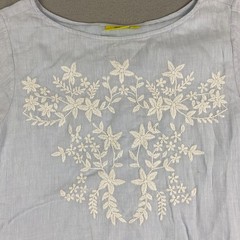 Roller Rabbit womens Dress M baby Blue Linen Embroidered Lined 3/4 Sleeve