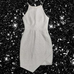 TopShop 37&Prime; Robe Moulante Mini Argentée Sexy et Scintillante Femme Taille Petite