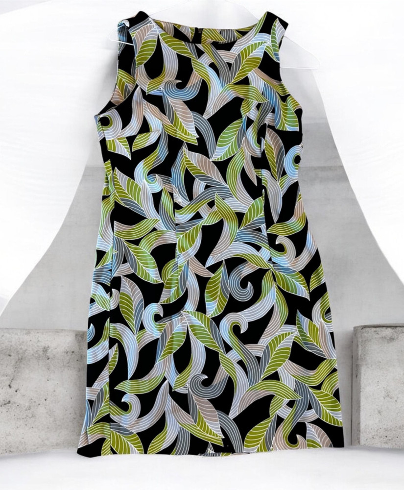 AGB Dress Size 14 Sheath Sleeveless Multicolor Geometric Design Washable