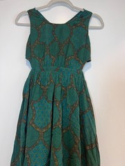 Love21 Boho Whimsigoth Hi-Low Cut Out Maxi Dress Green Medallion Lace Up XS