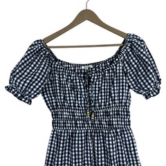 Speed Limit Gingham Checked Tiered Mini Dress Black Cottagecore Smocked Size S