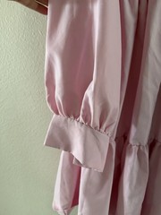 pink Dress Elegant Frilled Stand Collar Long Sleeve Ruffle Dress spring fall M