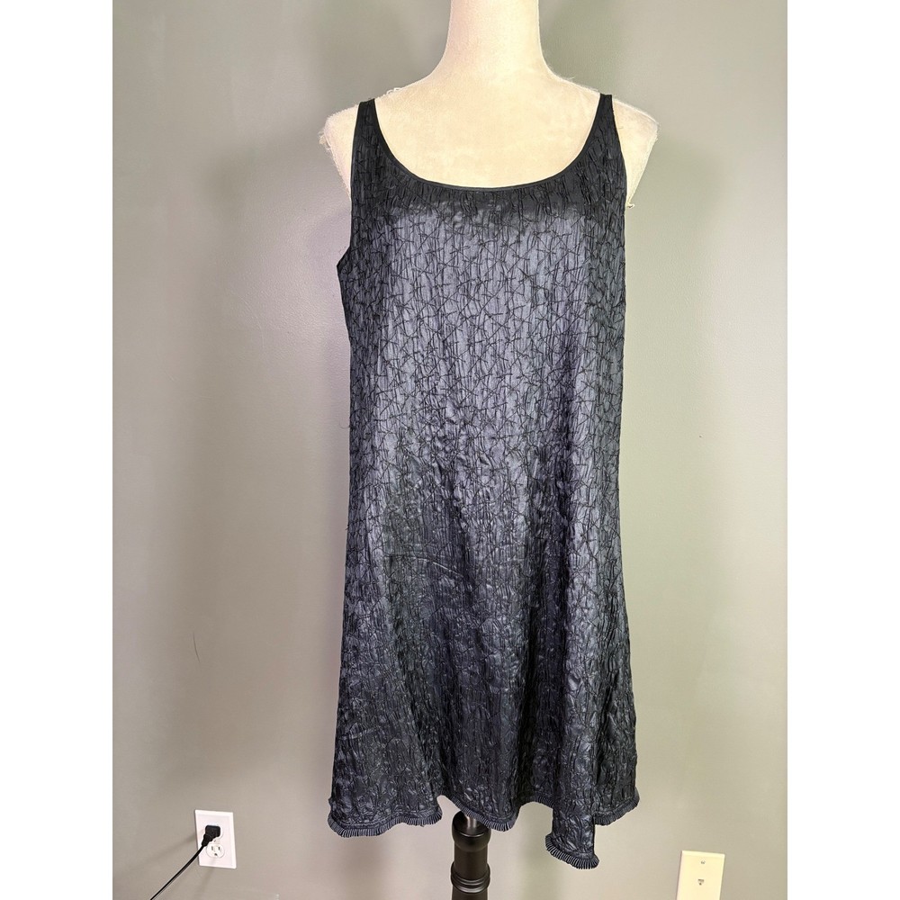 Eileen Fisher Scrumple Tussah Silk Tank Dress M Mini Crinkle Capsule Minimalist