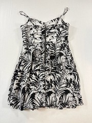American Eagle Black and White Palm Leaf Print Cutout Back Dress Size 6