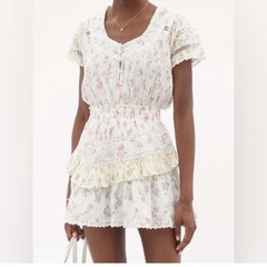 Loveshackfancy Jerome Ruffle Mini Floral Dress, Small, EUC