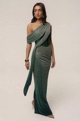 JLuxLabel Celestina Green One Shoulder Maxi Dress Size Large