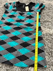 Vertigo Paris Women’s Dress Black White Teal Argyle Diamond Size M