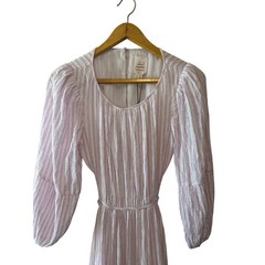 Cinq à Sept Lyle Cutout Striped Midi Dress Lilac White Cotton Blend Size 6 NWT