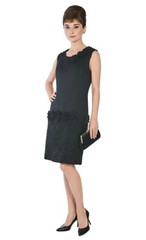 PORT International black wool blend and shimmering fabric appliqué handwork 12