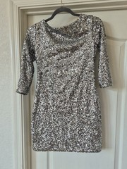 Glamour Silver Sequin Cocktail Dress