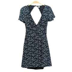 BP Deep V Neck Low Back Paisley Patterned Mini Dress Small