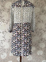 Boden 12 dress pink grey floral Shift Style knee length three-quarter sleeve vgc