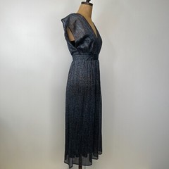Moulinette Soeurs Dress Women 0 Midi Wrap Metallic Sheer Sparkle Work Party Nw