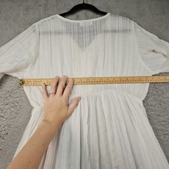 VTG Tiered Maxi Cottgecare Dress Large White Boho Coquette Whimsigoth Sheer