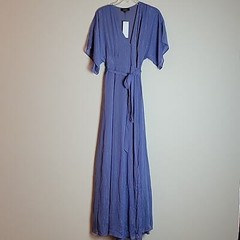 NWT Aakaa Wrap Maxi Dress Perwinkle Blue with Mettalic Stripe Small