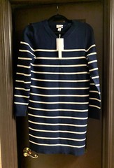 NWT Caslon Navy/White stripe dress XS Poly/nylon knit