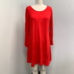 NWT Nine Eight NY Knit Tunic Top Short Dress Womens L Long Sleeve Red Scoop Neck