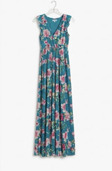 ce:some Women&rsquo;s Teal Pink Floral Maxi Wrap Dress M V-Neck Sleeveless Tie
