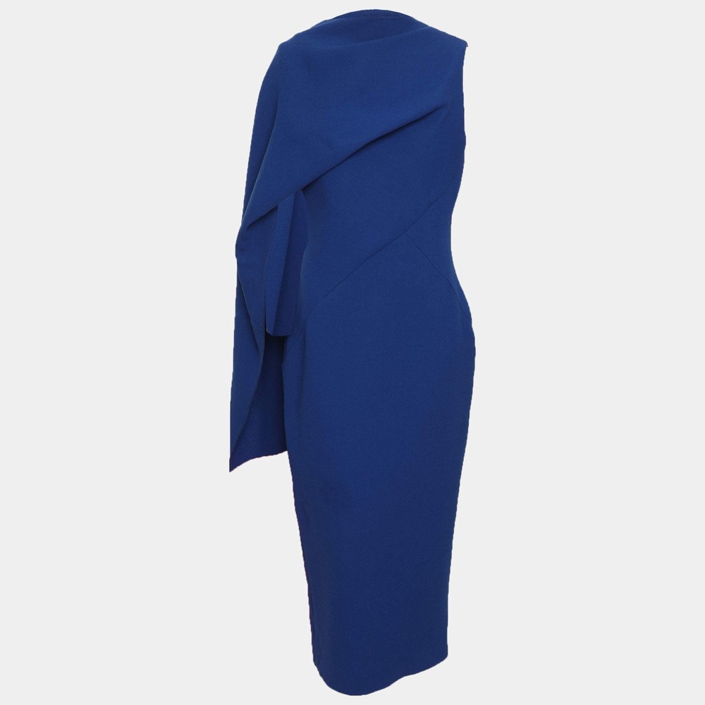 Roksanda Ilincic BluePink Wool Edith Cape Sleeve Midi Dress S