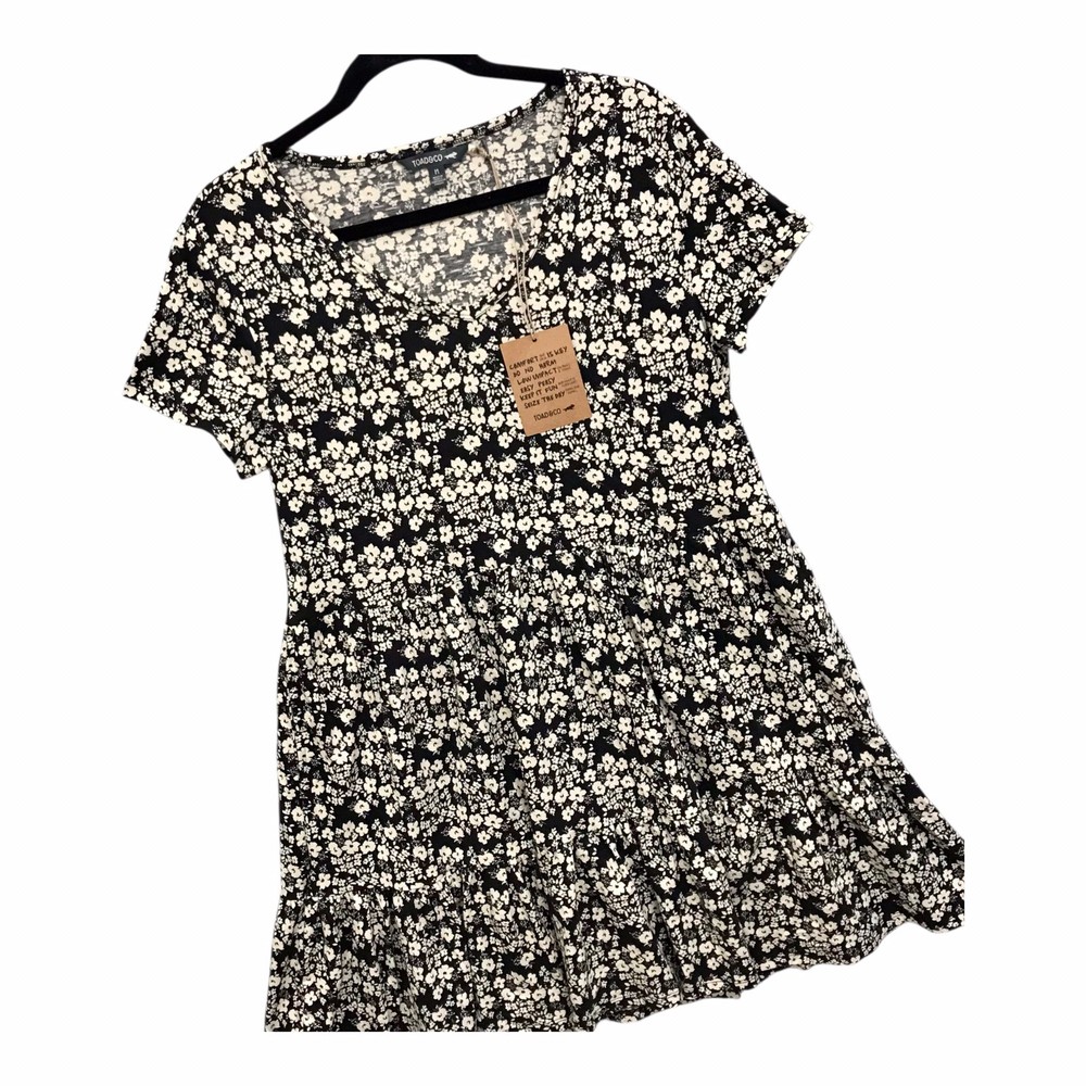Toad & Co Whirlwind Tiered Short Sleeve Dress NWT Organic Cotton Lyocell Sz M