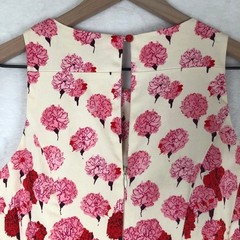 MAGGY LONDON Carnation Floral Fit & Flare Sleeveless Dress Sz 4 Pink Red Pockets