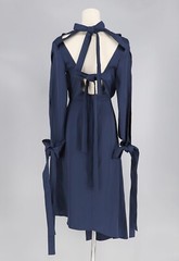 KEEPSAKE THE LABEL Asymmetrical Bow Slit Long-Sleeve Navy Mini Dress Size XS