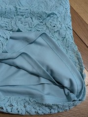Roman Lace Bodycon Dress UK 14 Lined Pale Aqua Slight Stretch Party Occasion