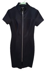 Enfocus Studio Fitted Navy Blue Dress, Short Sleeve, Zipper Front, Size 4