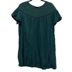 Old Navy Lace Yoke Shift Dress Womens Large Green Boho Crochet Flutter Sleeve