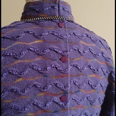 Vintage 80s Purple Long Shift Dolman Sleeves Dress with Texture