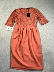 Miusol Sheath Dress Womens Medium Cinnamon Pink Lace Floral Stretch Back Zip