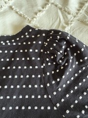 LOFT Petite XS Black White Dot Shift Dress Short Sleeve V Neck Padded Shoulder