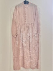 ICHI Antiquites Linen Band Collar Shirt Long Dress Pullover Pink NearMINT