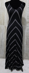 LOFT Petites SP Black White Striped V-Neck Spaghetti Strap Maxi Dress