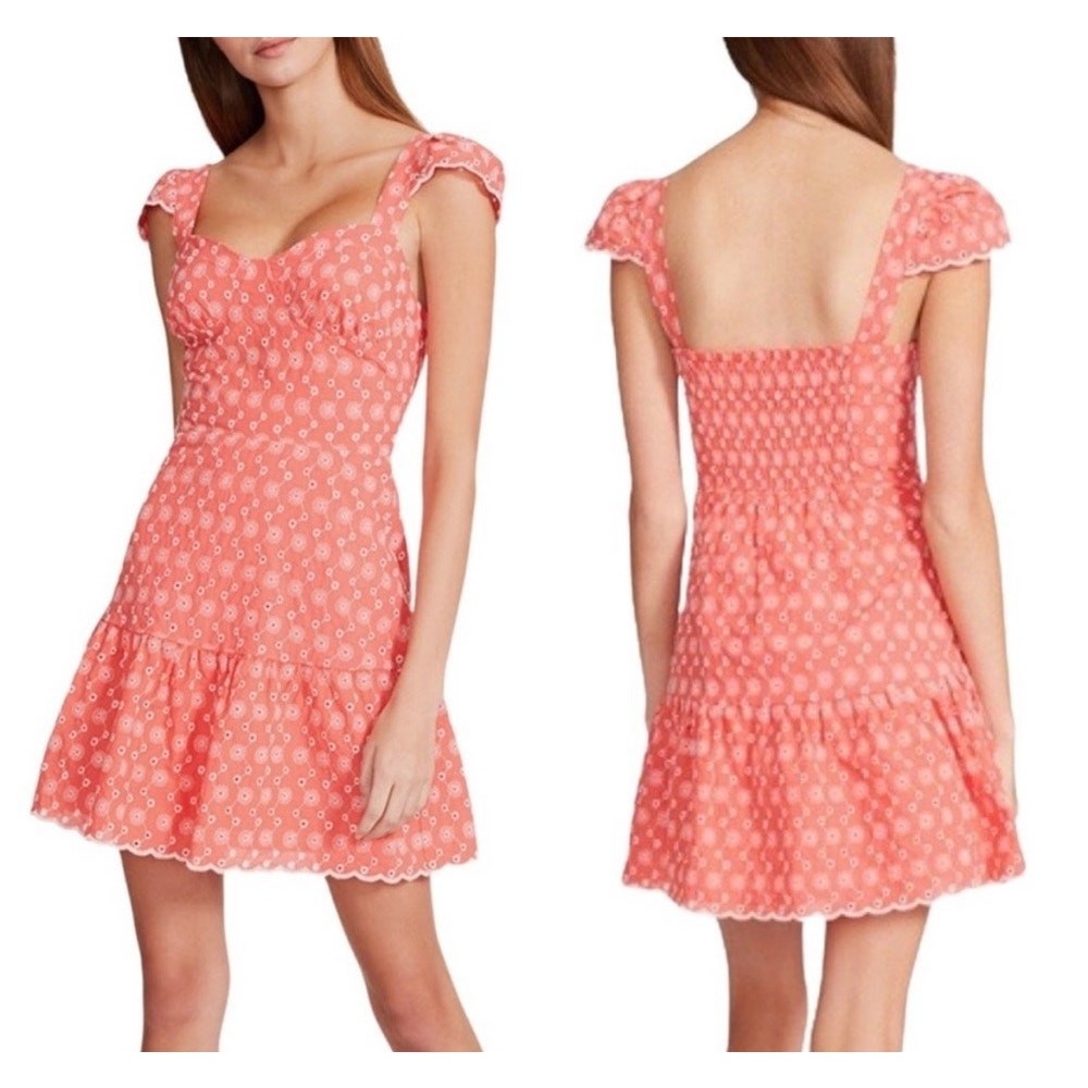 Betsy Johnson Ditsy Cotton Eyelet Bustier Mini Dress Summer Party Classic