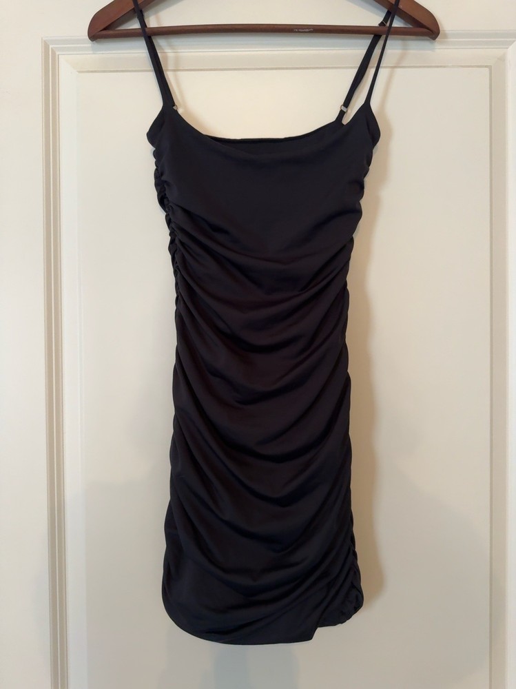 Oh Polly Black Ruched Bodycon Mini Dress Women&rsquo;s US 2 UK 6 Party Clubwear