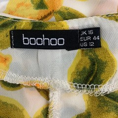 Boohoo Women&rsquo;s Size 12 White Lemon Print Short Sleeve Shift Dress Garden Picnic