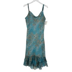 VTG Y2K slip dress 12 tiered ruffle hem paisley spaghetti strap fairy coquette