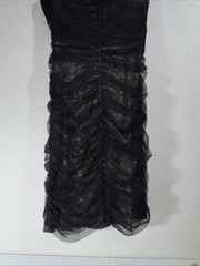 BCBGMaxazria Dress Size Small Black Nude Lace Ruched Bodycon Y2K Cocktail Club