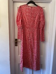 New Never Fully Dressed Red & White Floral Design Midi Delores Dress,UK12