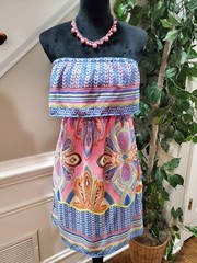 Red Camel Women&rsquo;s Multicolor Polyester Off The Shoulder Knee Length Dress Size M