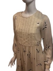 Free People Size 4 Feather Bone Ivory Embroidered High Neck Sheer Layer Dress