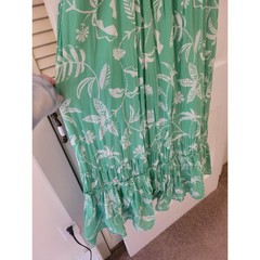 American Eagle 100% Cotton Green Floral Strappy Ruffled Summer Maxi Dress Size M