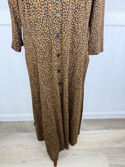Boden Dress Animal Print Leopard sz 14 R Brown Black Button Front Boho City